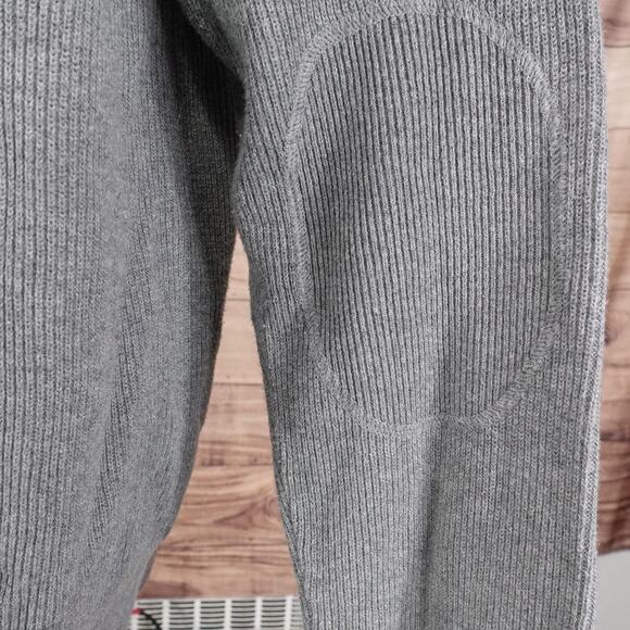 Jos A Bank 1905 Sweater Mens 2XL Gray Cotton Ribbed Crewneck Raglan Elbow Patch - Picture 6 of 8